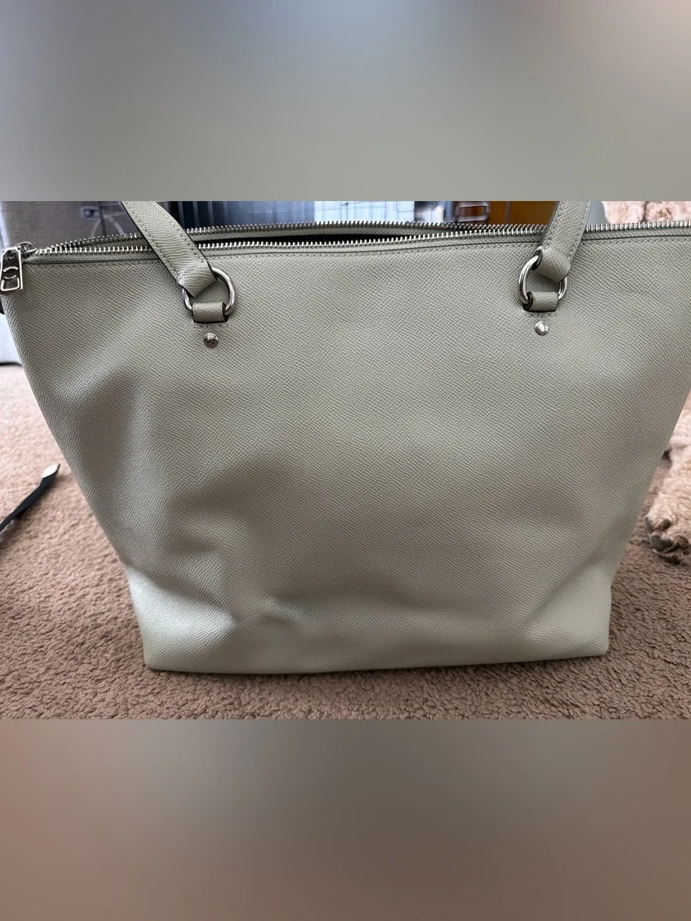 COACH Crossgrain Leather Gallery Tote Bag – Soft Sage / Mint Green